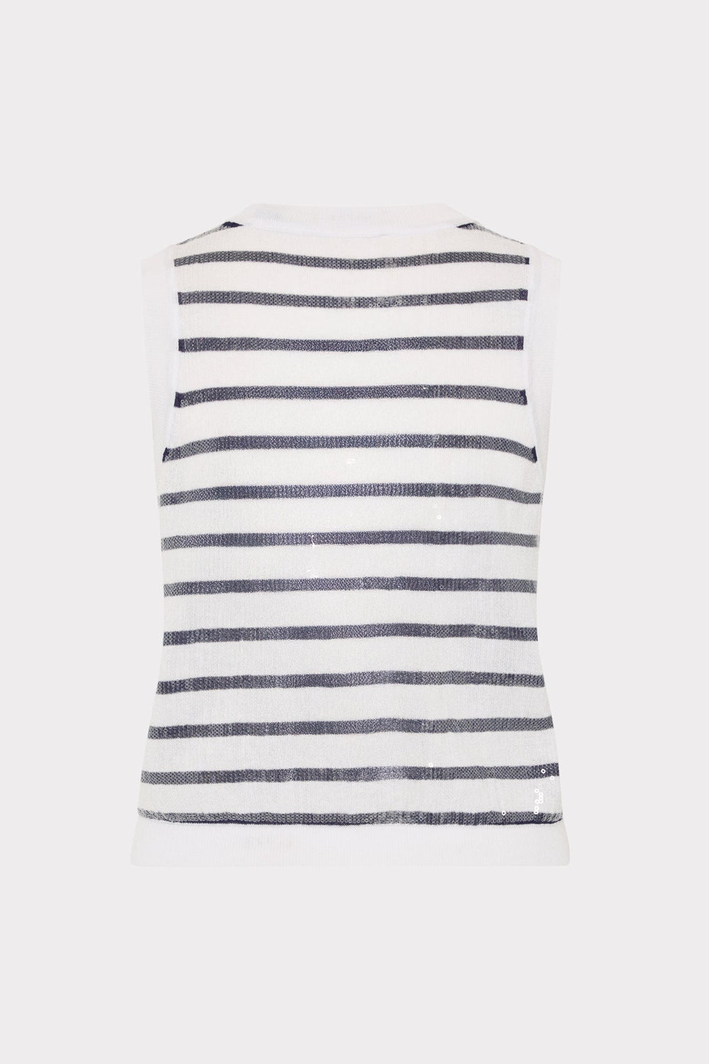 Sequin Knit Shell Top Ecru/Navy | Milly Women