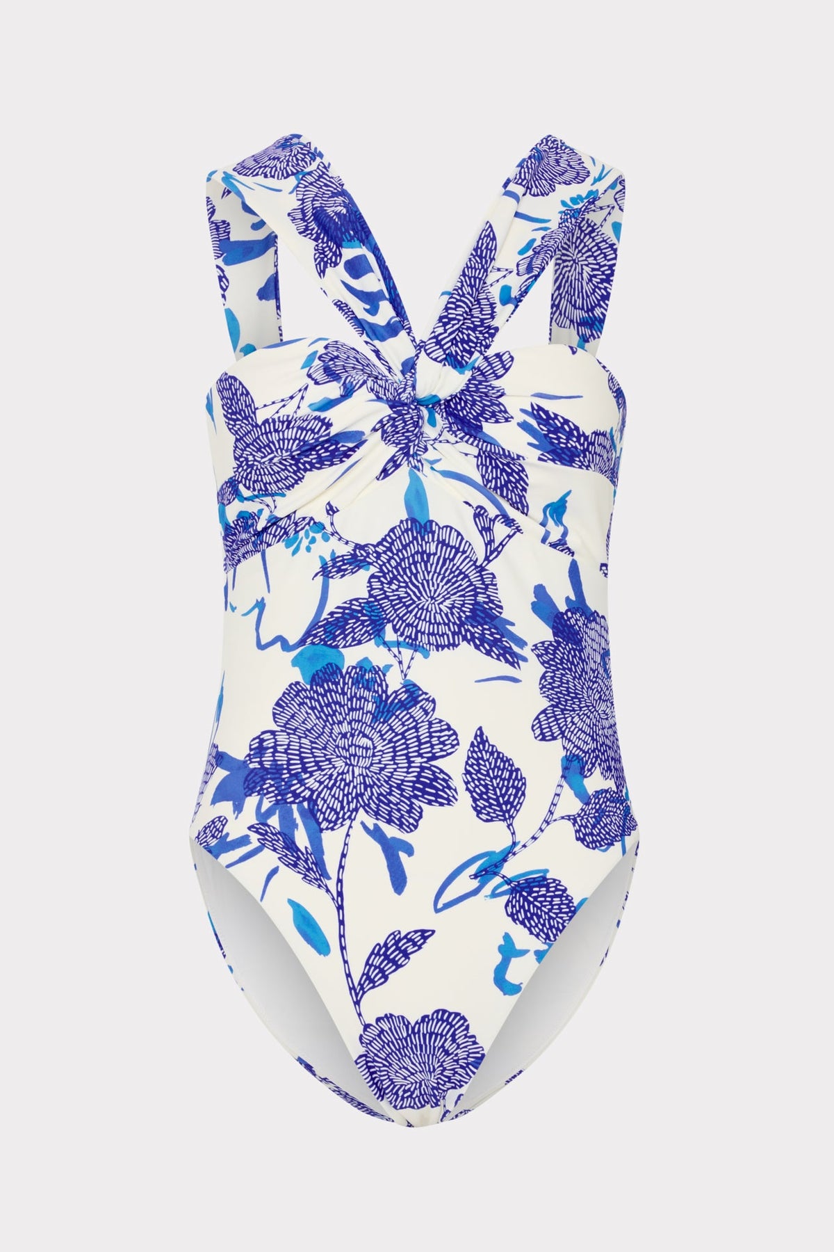 Betsy Brushwork Floral Bandeau One Piece Blue Multi | Milly Women