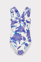 Betsy Brushwork Floral Bandeau One Piece Blue Multi | Milly Women