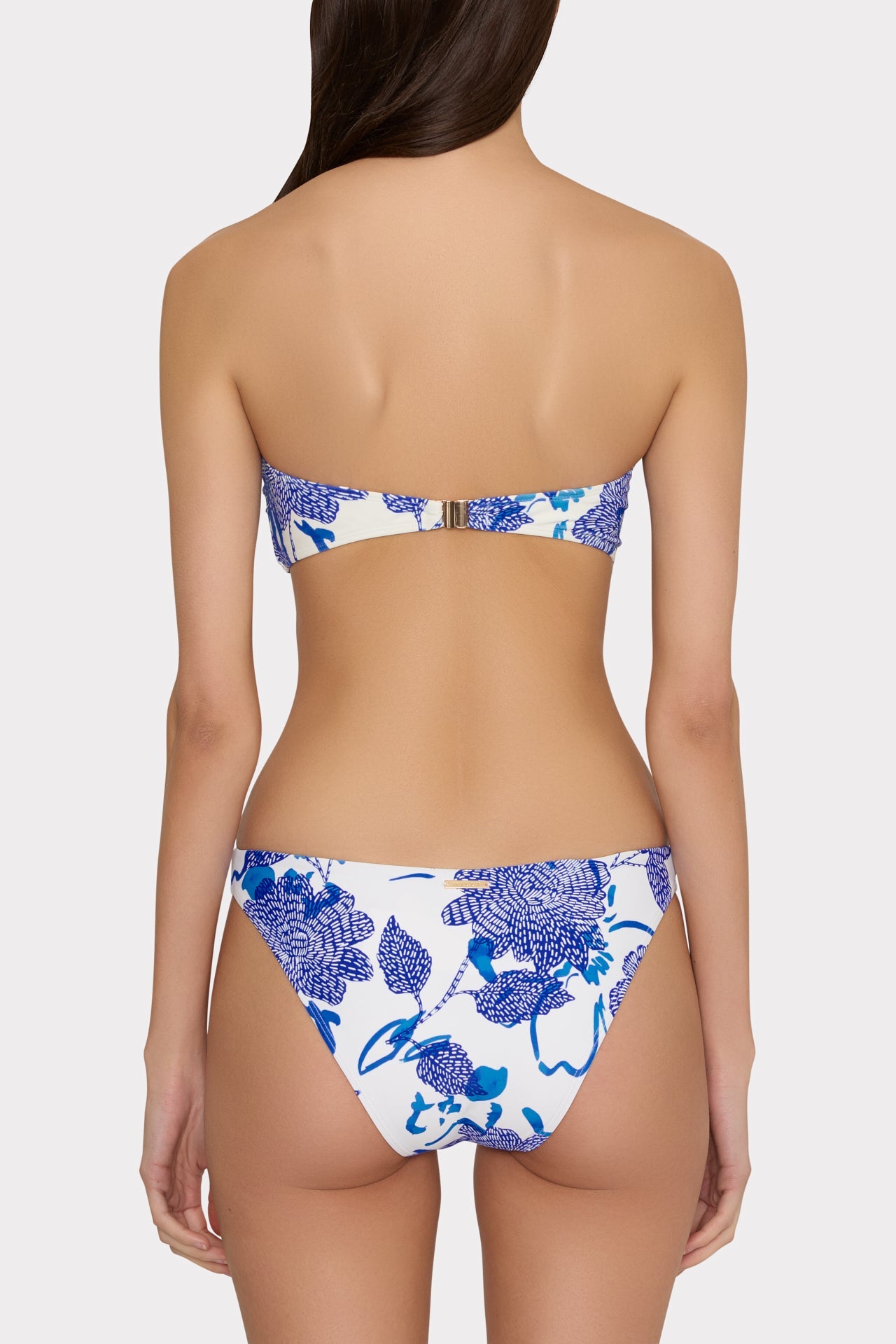 Brushwork Floral Bandeau Bikini Top Blue Multi | Milly Women