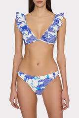Margot Brushwork Floral Bikini Bottom Blue Multi | Milly Women