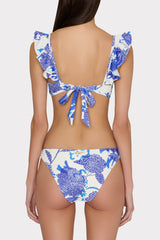 Margot Brushwork Floral Bikini Bottom Blue Multi | Milly Women
