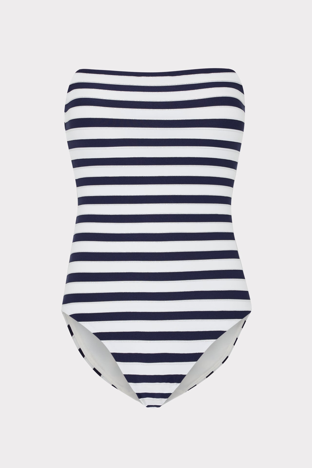 Nautical Metallic Stripe Strapless One Piece Navy/White | Milly Women