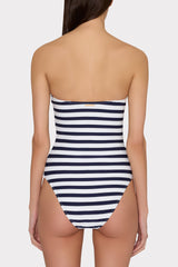 Nautical Metallic Stripe Strapless One Piece Navy/White | Milly Women