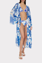 Vince Brushwork Floral Chiffon Cover-Up Dress Blue Multi | Milly Women