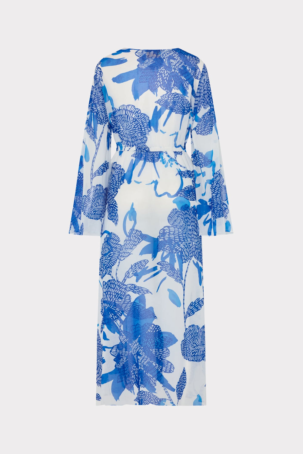 Vince Brushwork Floral Chiffon Cover-Up Dress Blue Multi | Milly Women