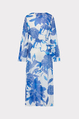Vince Brushwork Floral Chiffon Cover-Up Dress Blue Multi | Milly Women