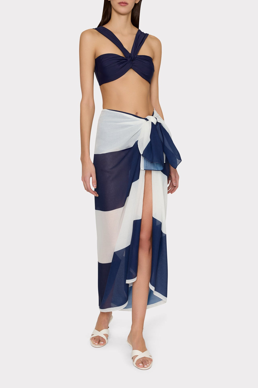 Stripe Sarong Navy/White | Milly Women