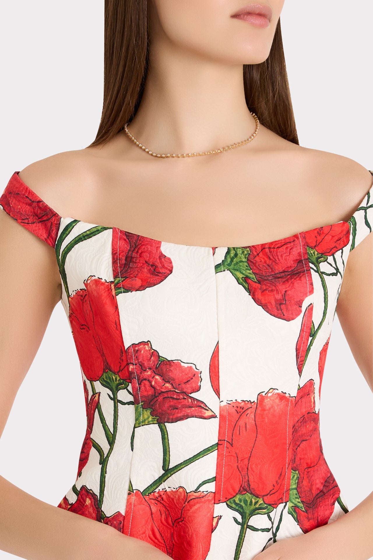 Peggy Off The Shoulder Red Peonia Mini Dress Red Multi | Milly Women