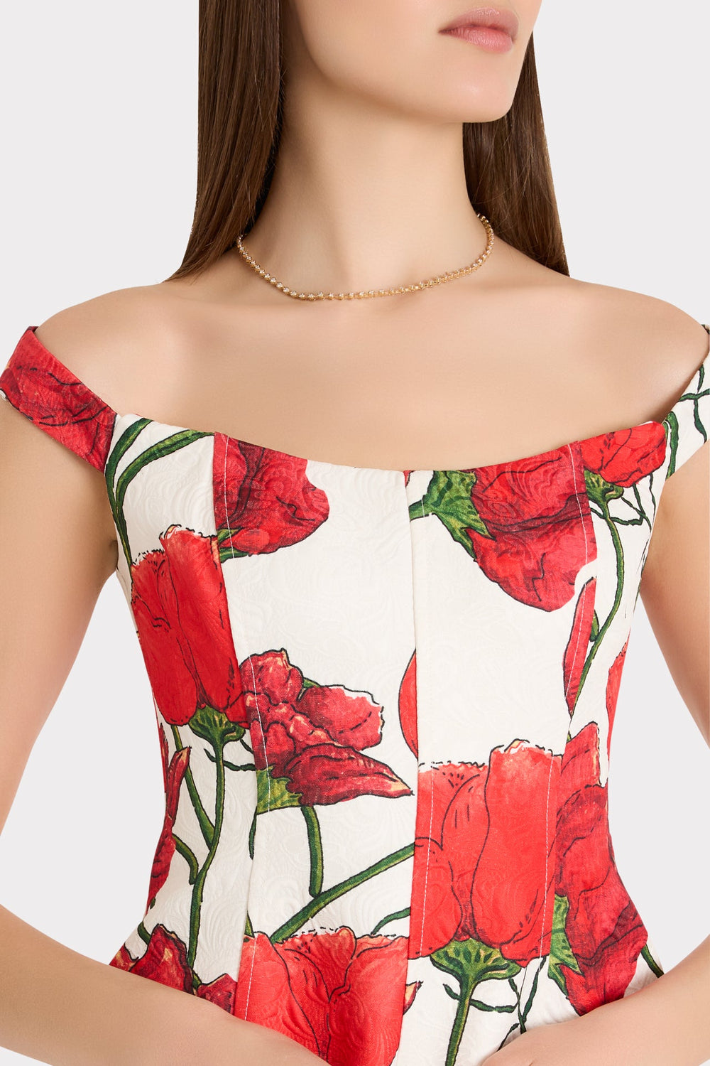 Peggy Off The Shoulder Red Peonia Mini Dress Red Multi | Milly Women