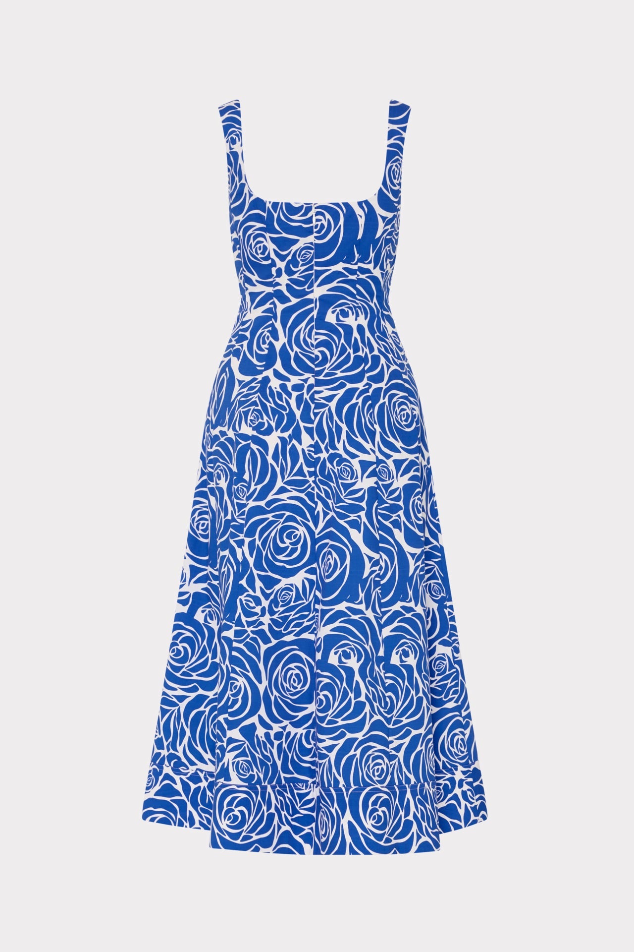 Nia Blue Rose Poplin Midi Dress Blue/White | Milly Women