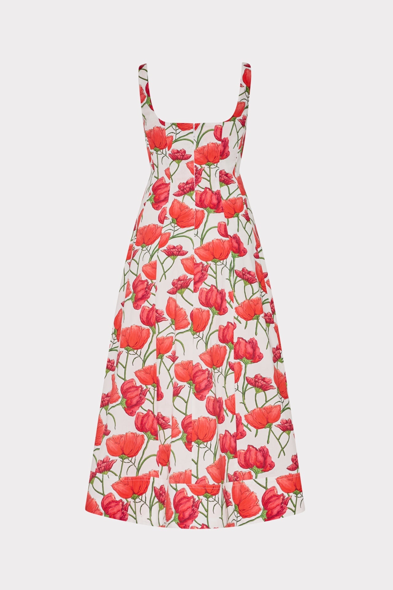 Nia Red Peonia Poplin Midi Dress Red Multi | Milly Women