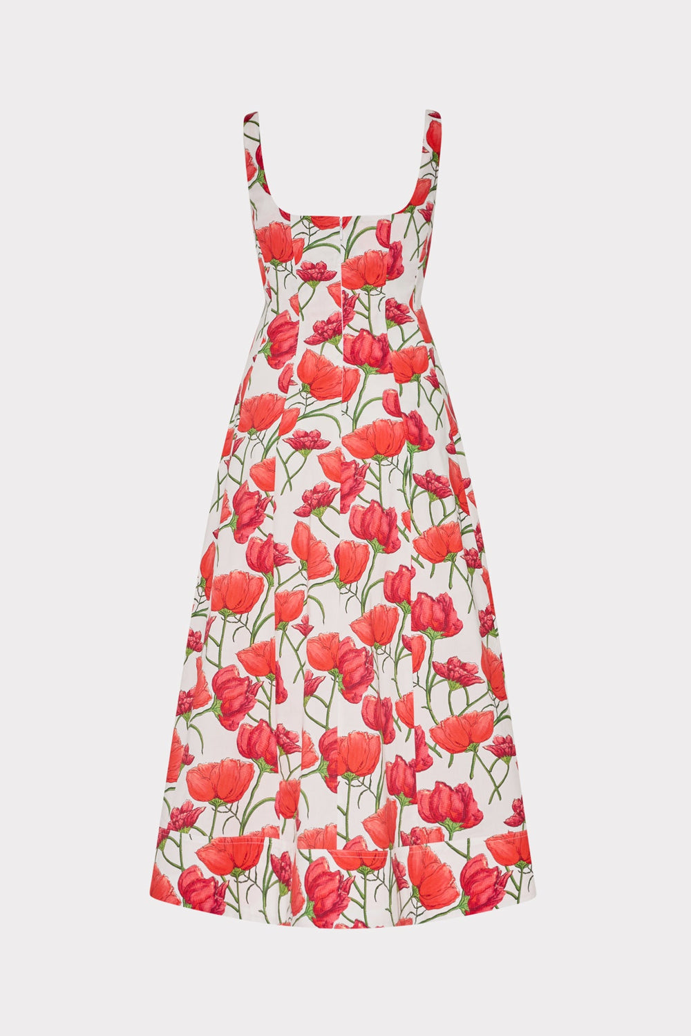 Nia Red Peonia Poplin Midi Dress Red Multi | Milly Women