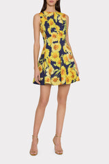 Poppy Sunflower Poplin Mini Dress Navy Multi | Milly Women