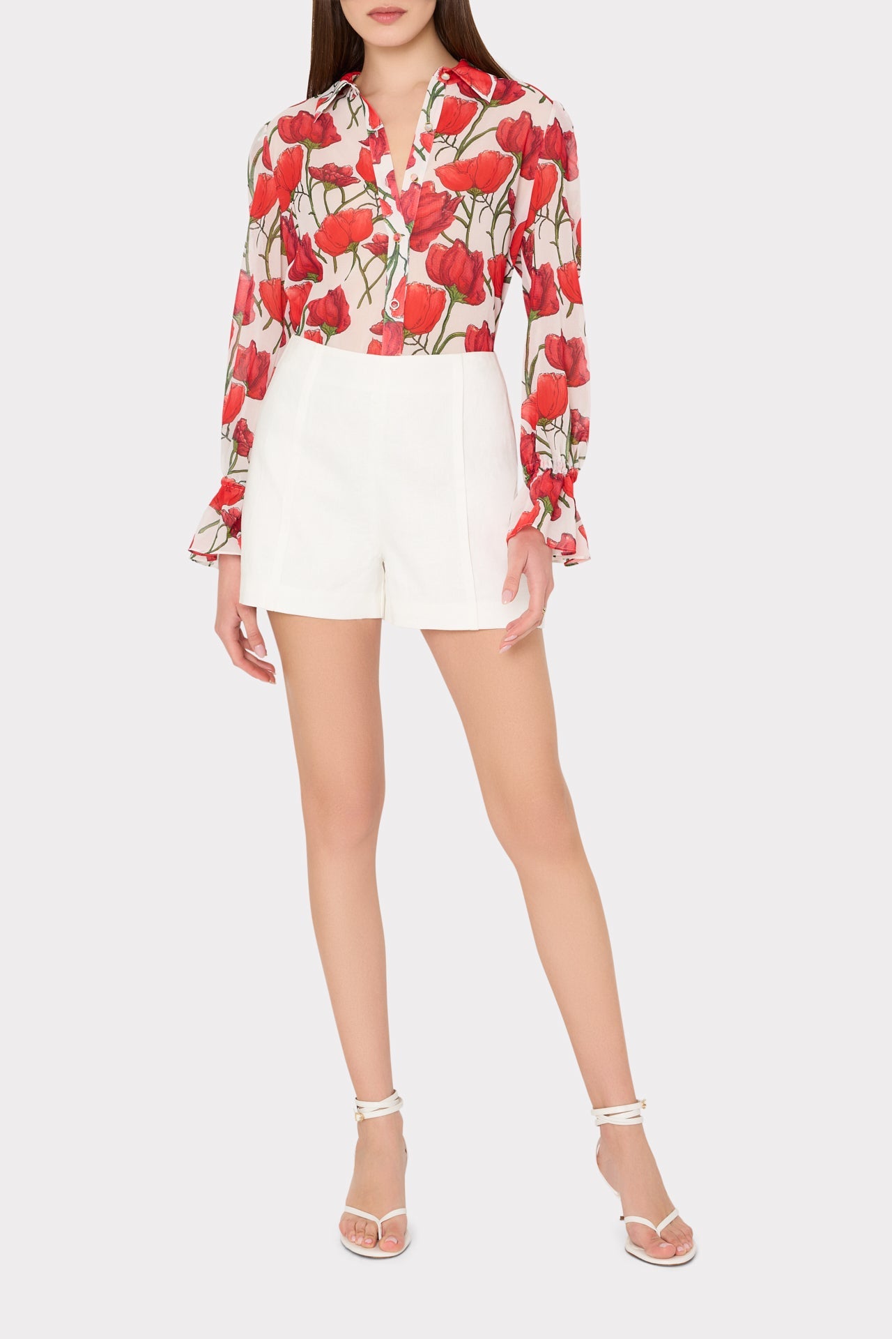 Lacey Red Peonia Blouse Red Multi | Milly Women