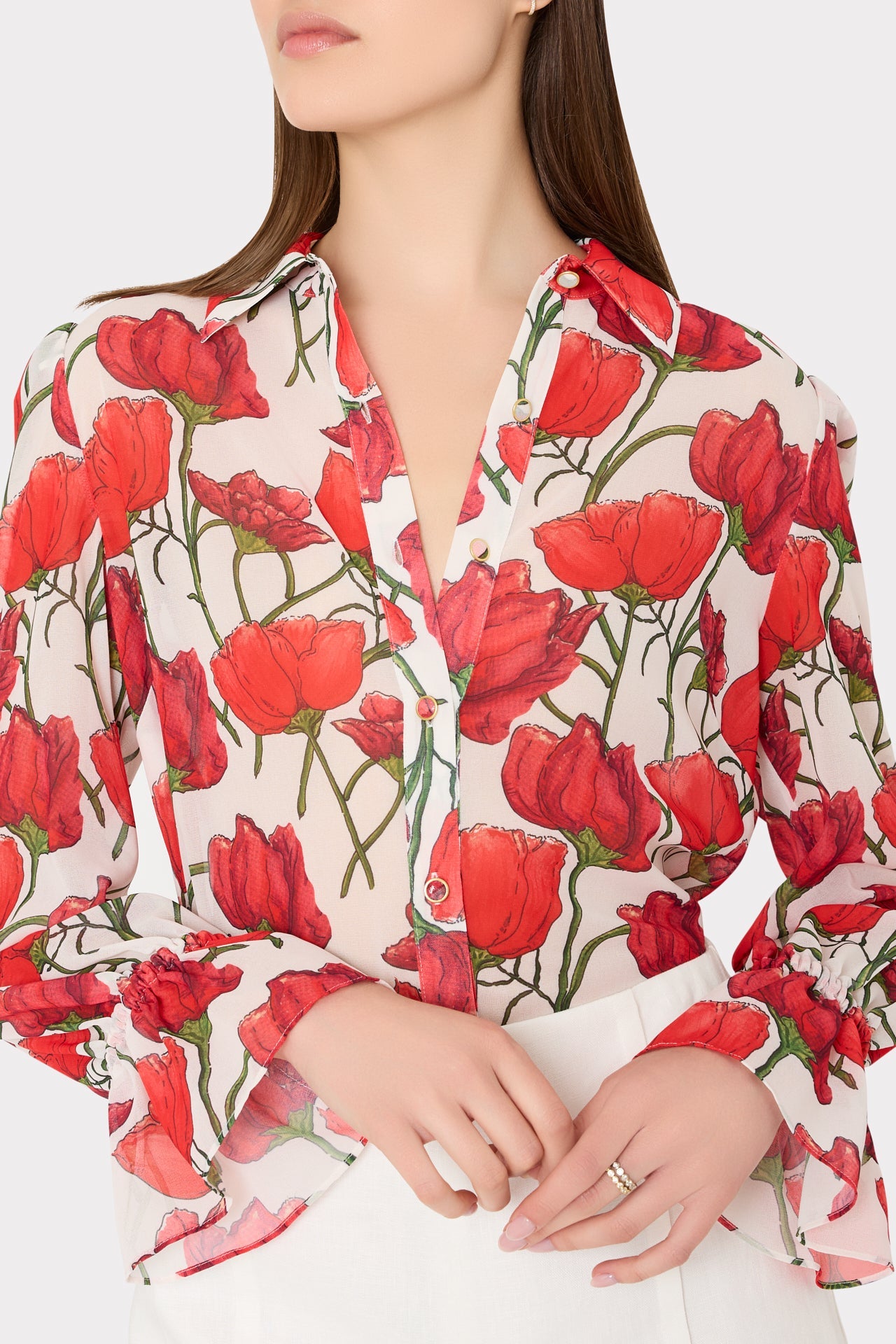 Lacey Red Peonia Blouse Red Multi | Milly Women