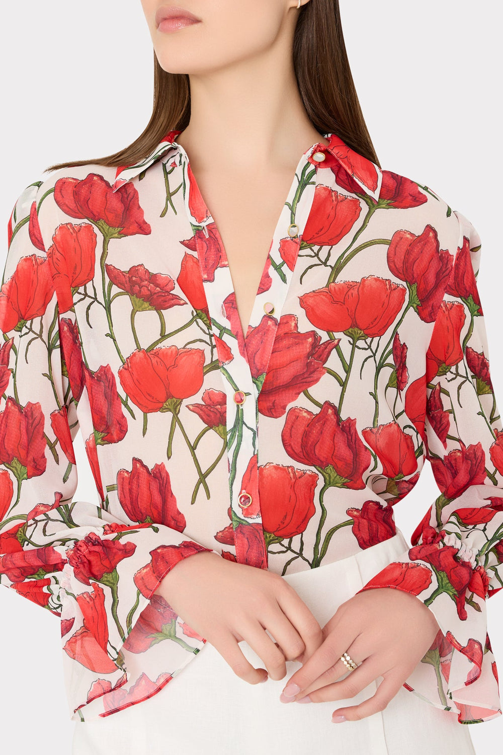 Lacey Red Peonia Blouse Red Multi | Milly Women