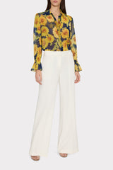 Lacey Sunflower Blouse Navy Multi | Milly Women