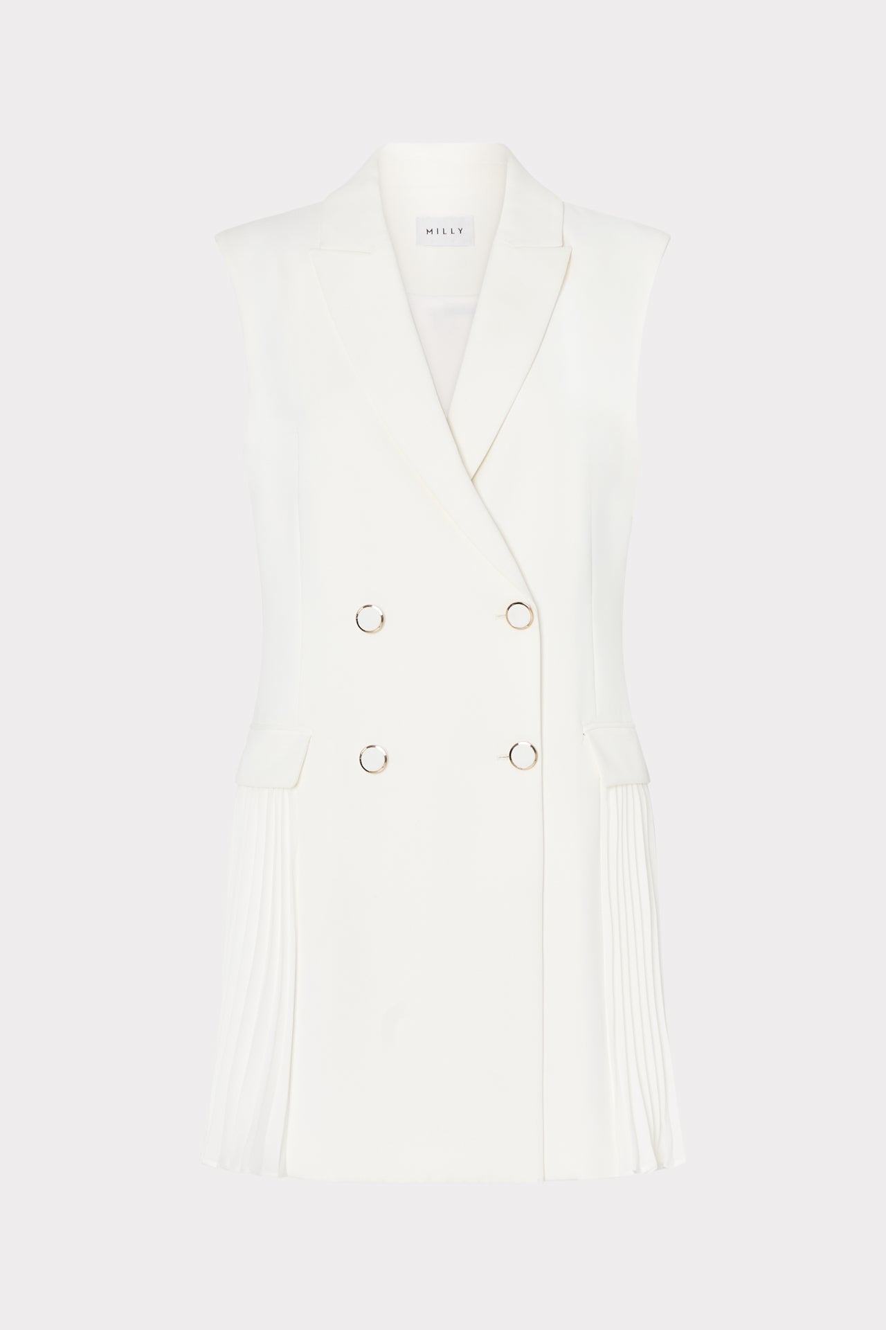 Cora Sleeveless Pleated Blazer Dress White | Milly Women