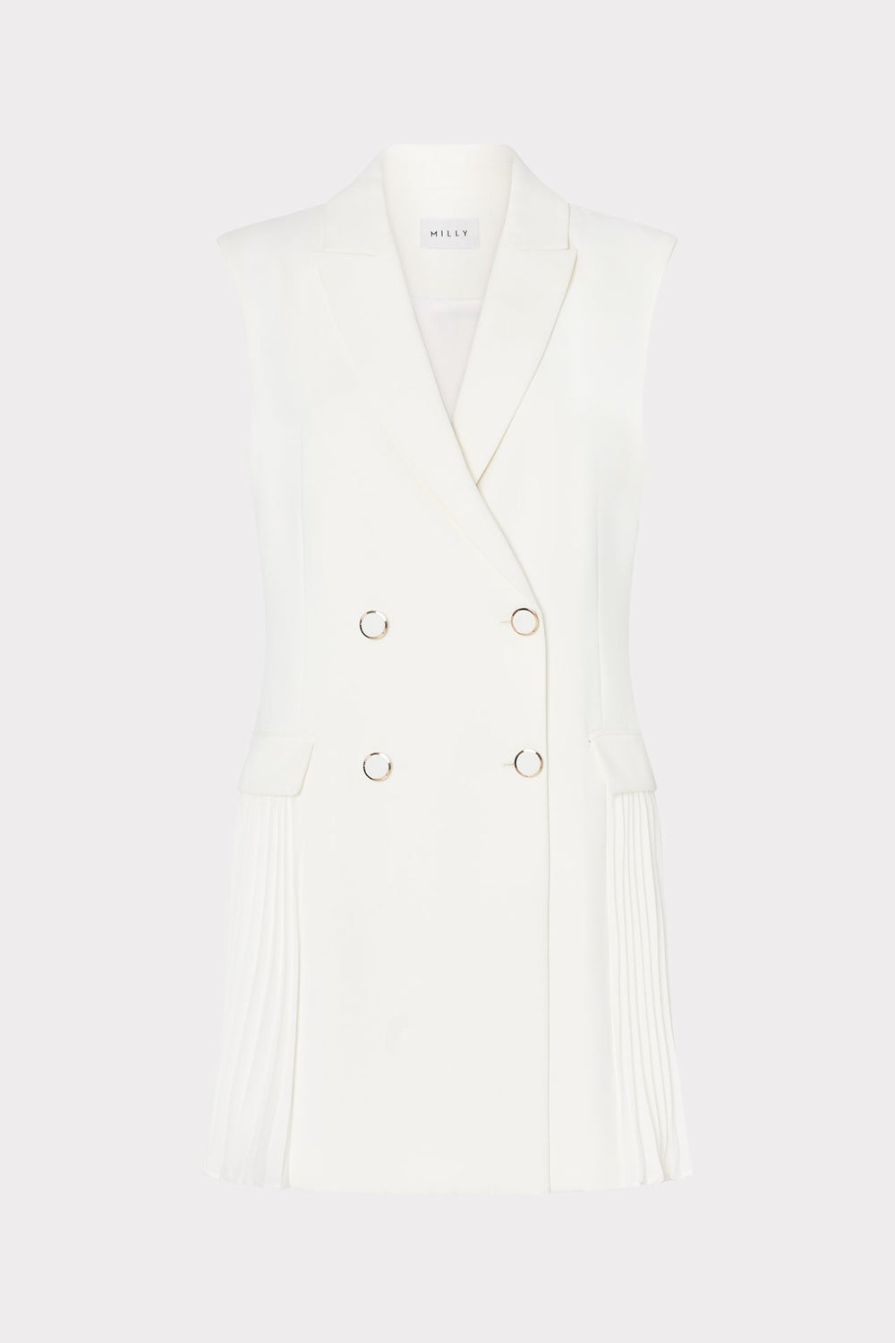 Cora Sleeveless Pleated Blazer Dress White | Milly Women