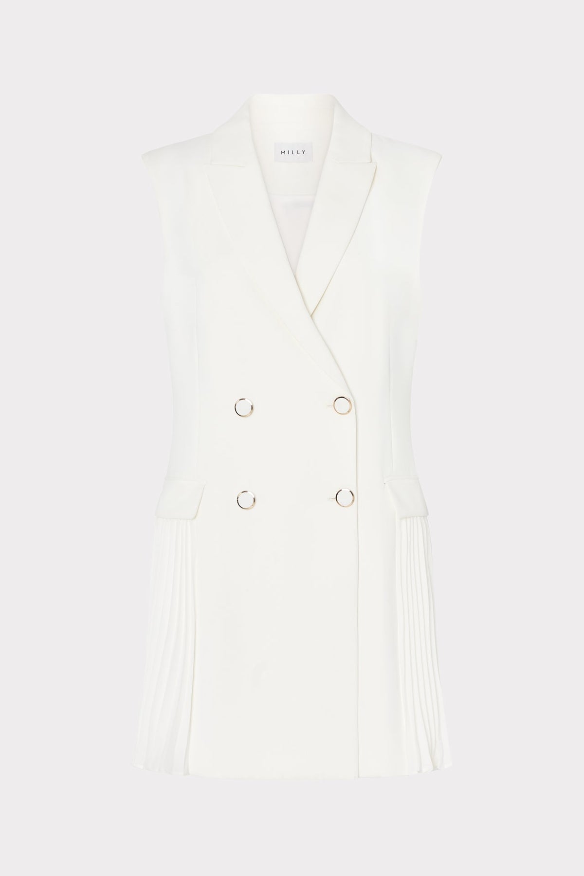 Cora Sleeveless Pleated Blazer Dress White | Milly Women