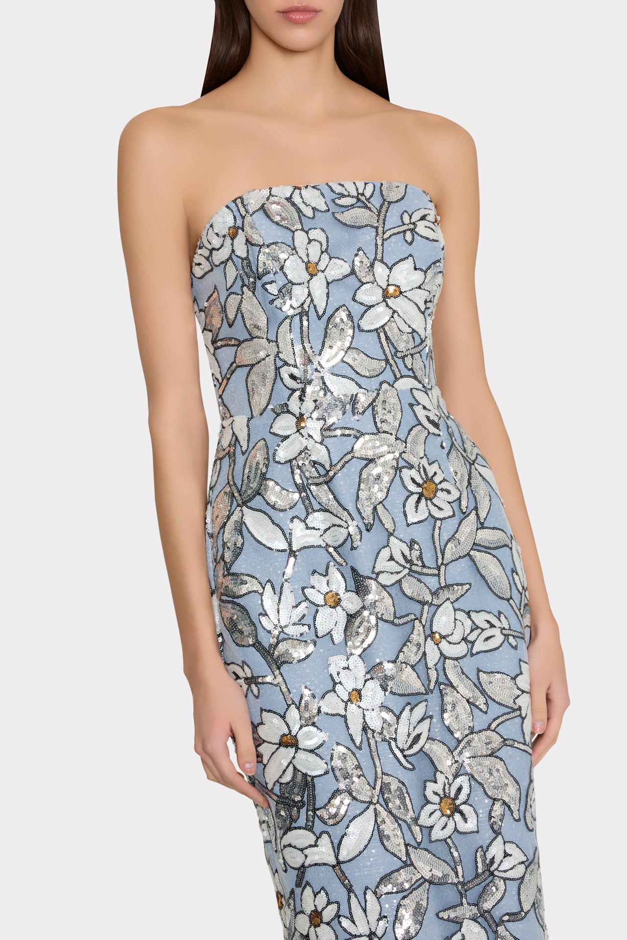 Magnolia Silver Floral Sequins Maxi Dress Silver Multi | Milly Women