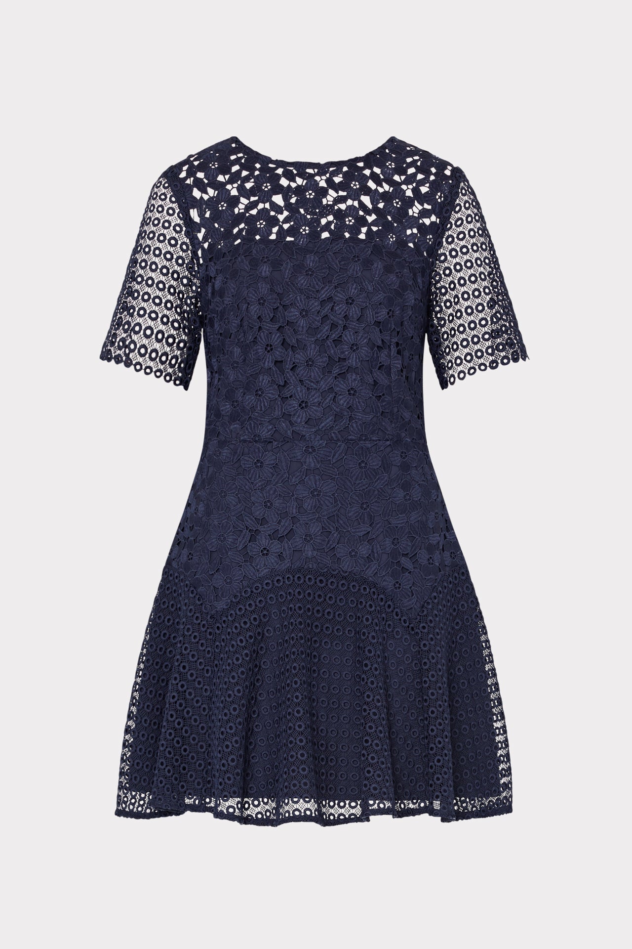 Lana Floral Geo Combo Lace Mini Dress Navy | Milly Women