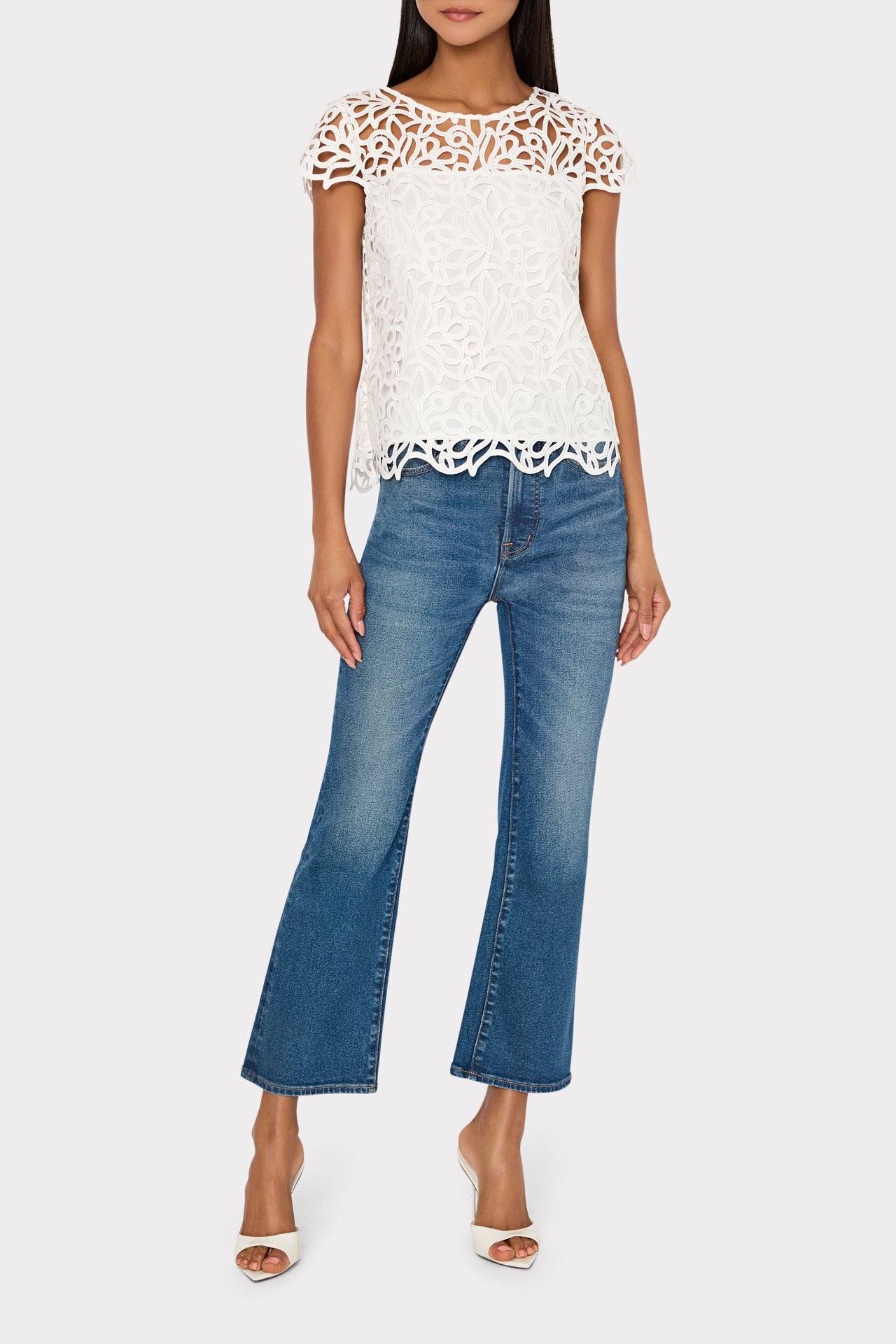 Baby Curled Lace Top White | Milly Women