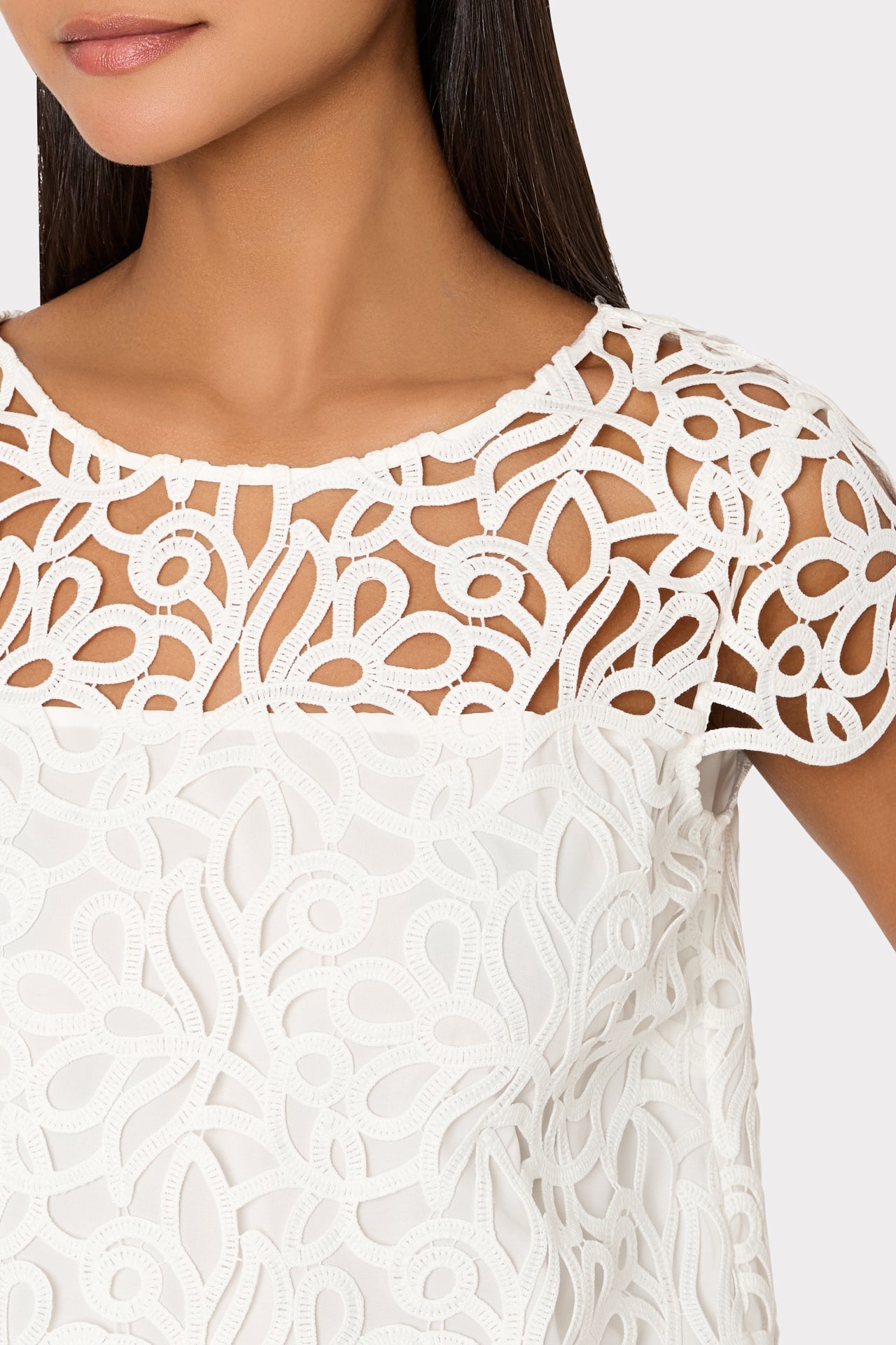 Baby Curled Lace Top White | Milly Women