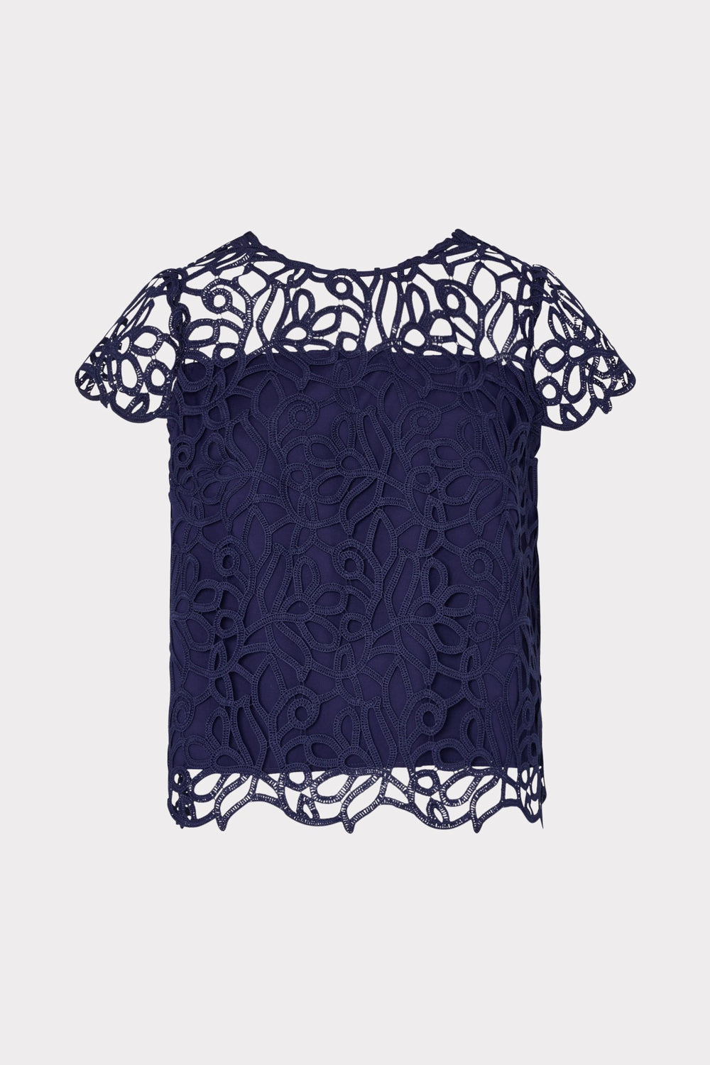 Baby Curled Lace Top Navy | Milly Women