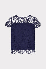 Baby Curled Lace Top Navy | Milly Women