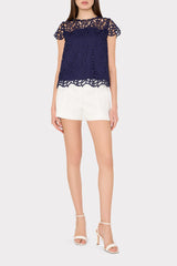 Baby Curled Lace Top Navy | Milly Women