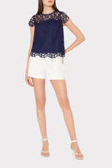 Baby Curled Lace Top Navy | Milly Women