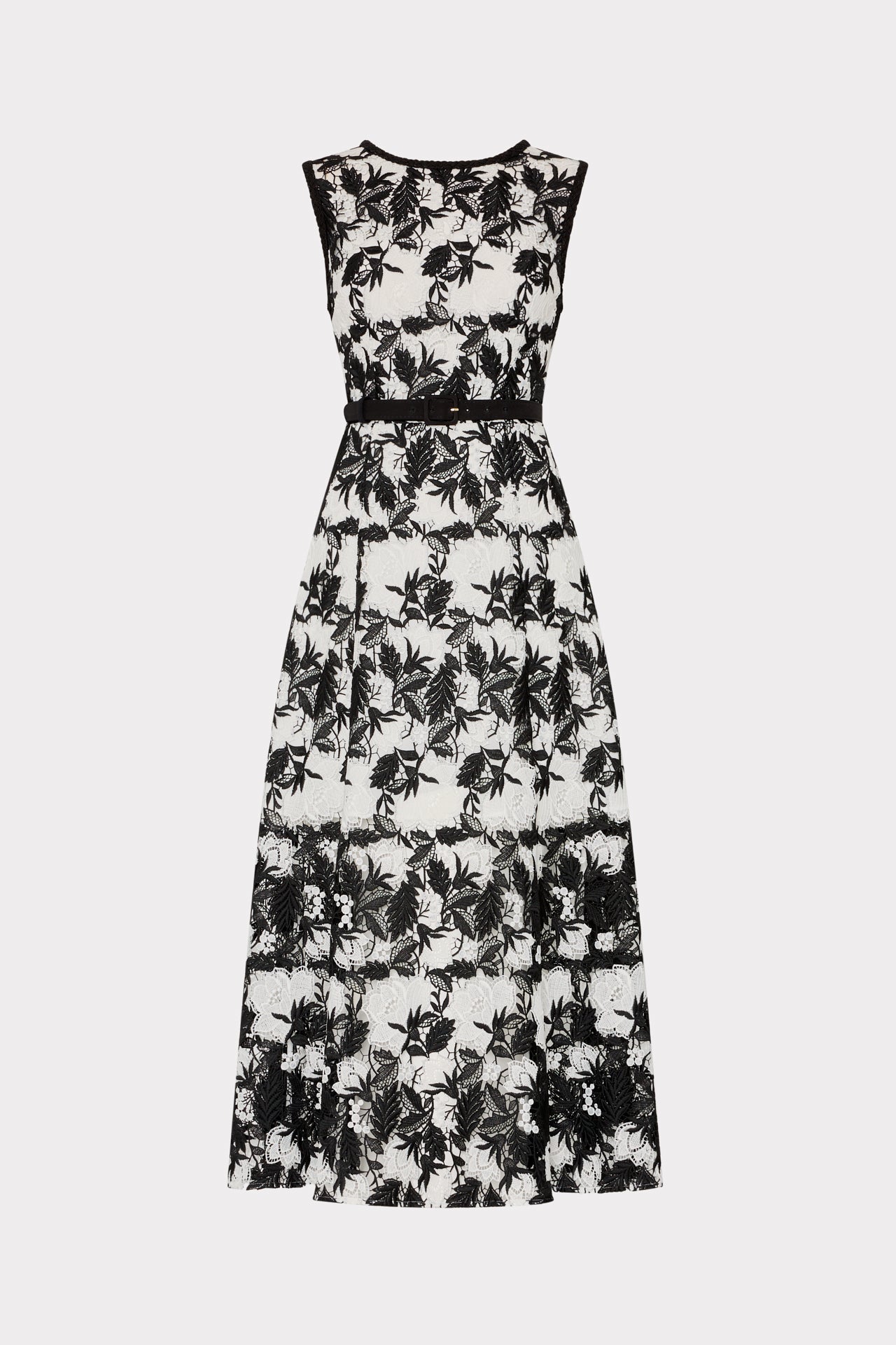 Paloma Two Tone Lace Midi Dress Black/White | Milly Women