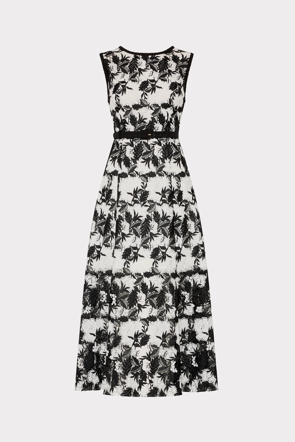 Paloma Two Tone Lace Midi Dress Black/White | Milly Women