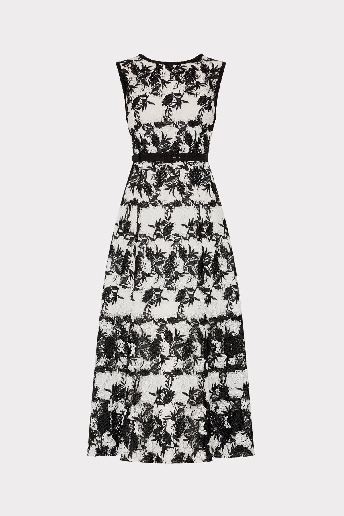 Paloma Two Tone Lace Midi Dress Black/White | Milly Women
