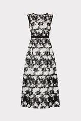 Paloma Two Tone Lace Midi Dress Black/White | Milly Women