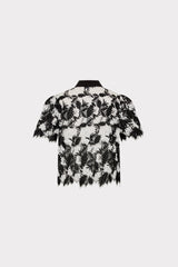 Addison Two Tone Lace Top Black/White | Milly Women