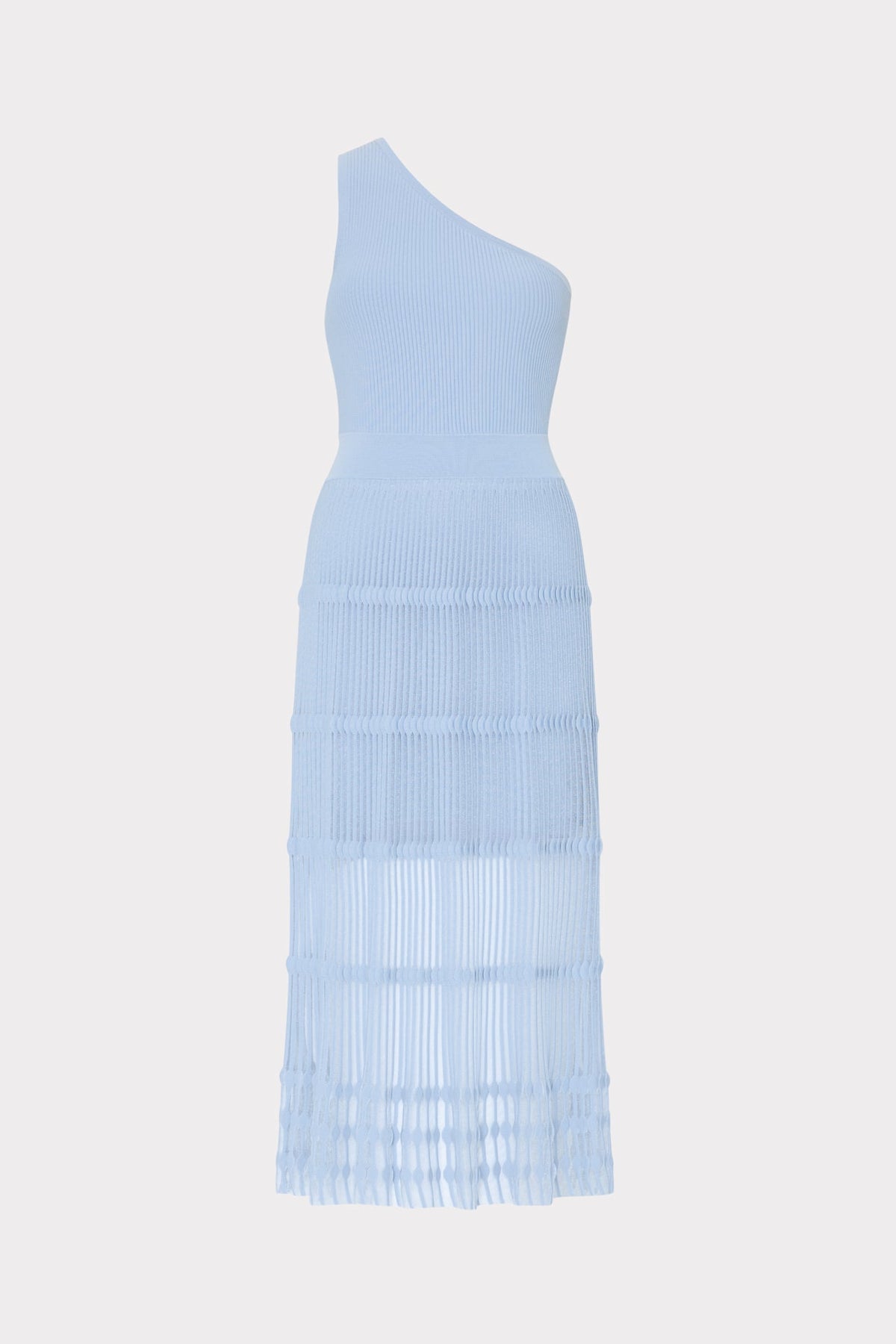 One Shoulder Sheer Knit Midi Dress Light Blue | Milly Women