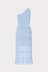 One Shoulder Sheer Knit Midi Dress Light Blue | Milly Women
