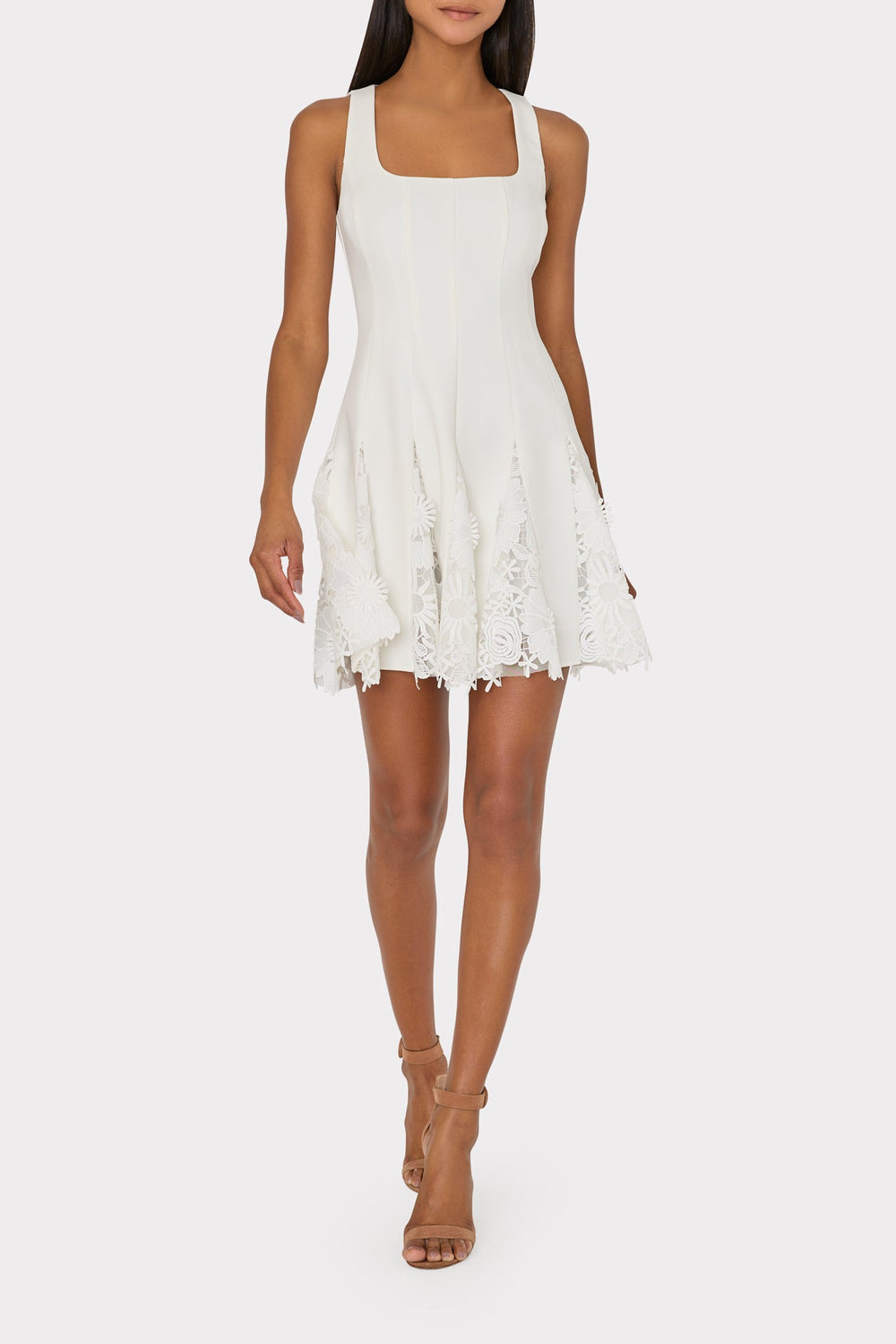 Ariel Cady 3D Lace Combo Dress Ecru | Milly Women
