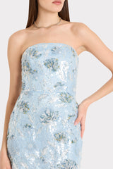 Jasmine Sequins Strapless Dress Light Blue | Milly Women