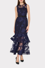 Anna Embroidered Maxi Dress Black Navy | Milly Women