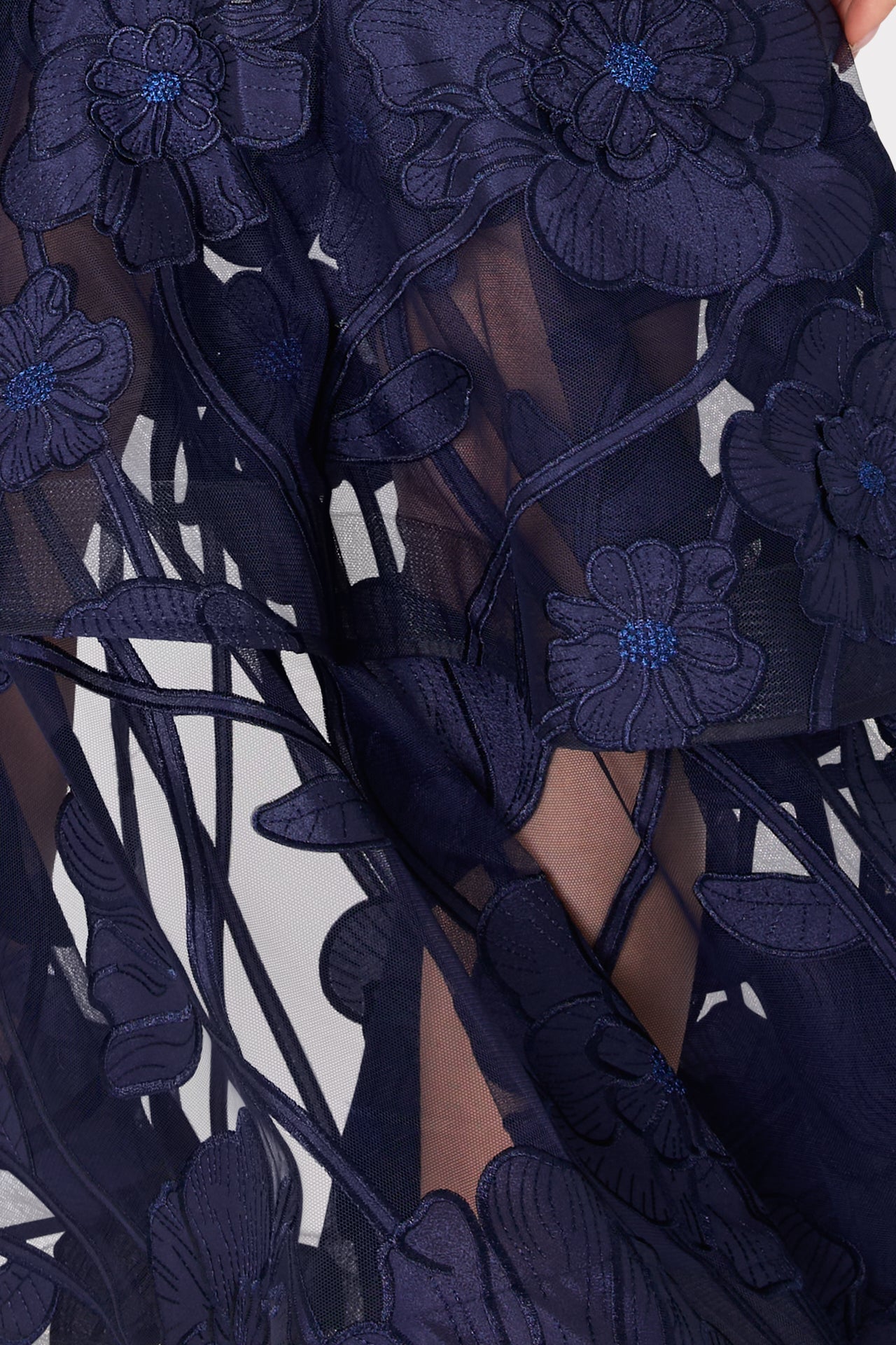 Anna Embroidered Maxi Dress Black Navy | Milly Women