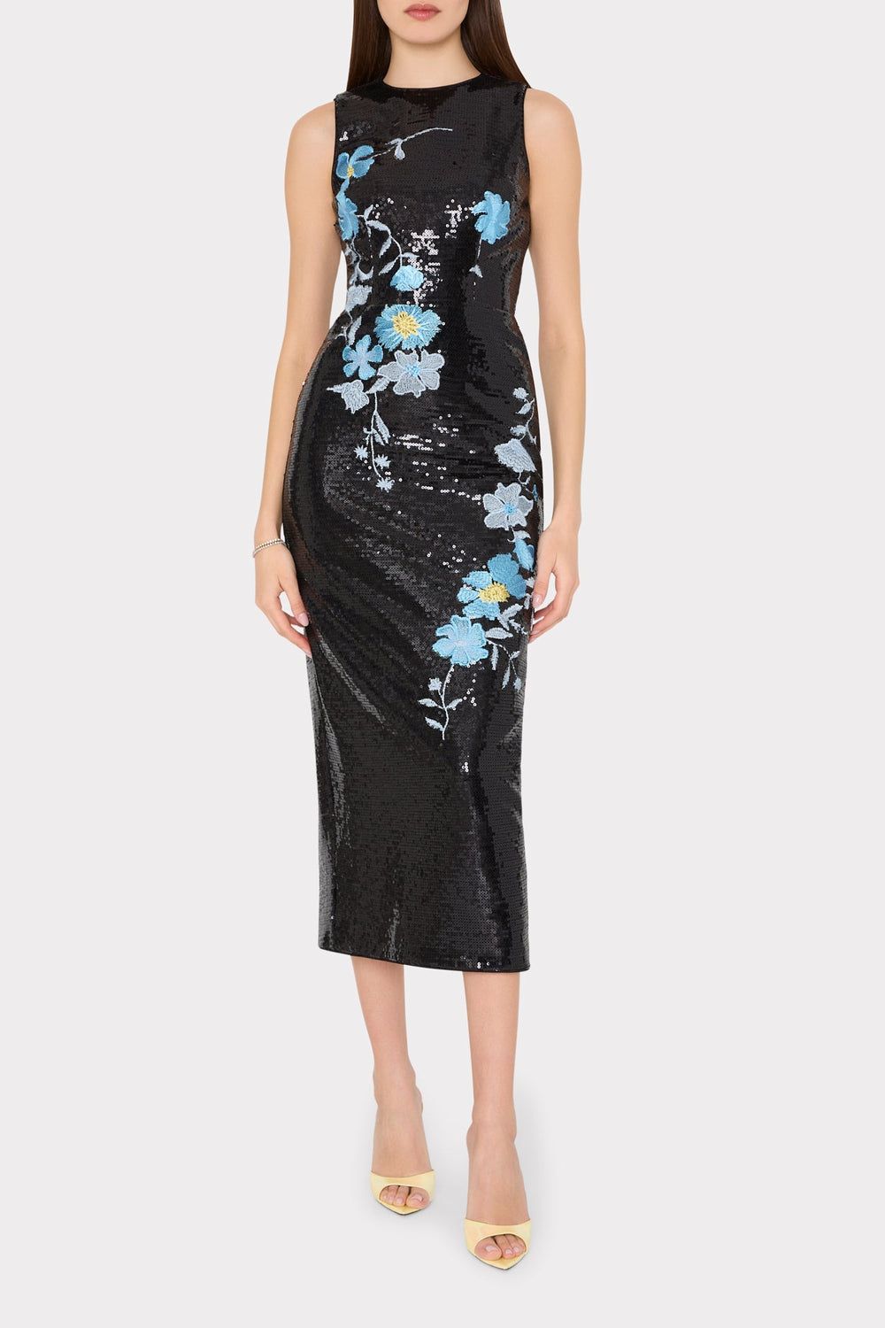 Tiana Floral Sequins Dress Black Multi | Milly Women