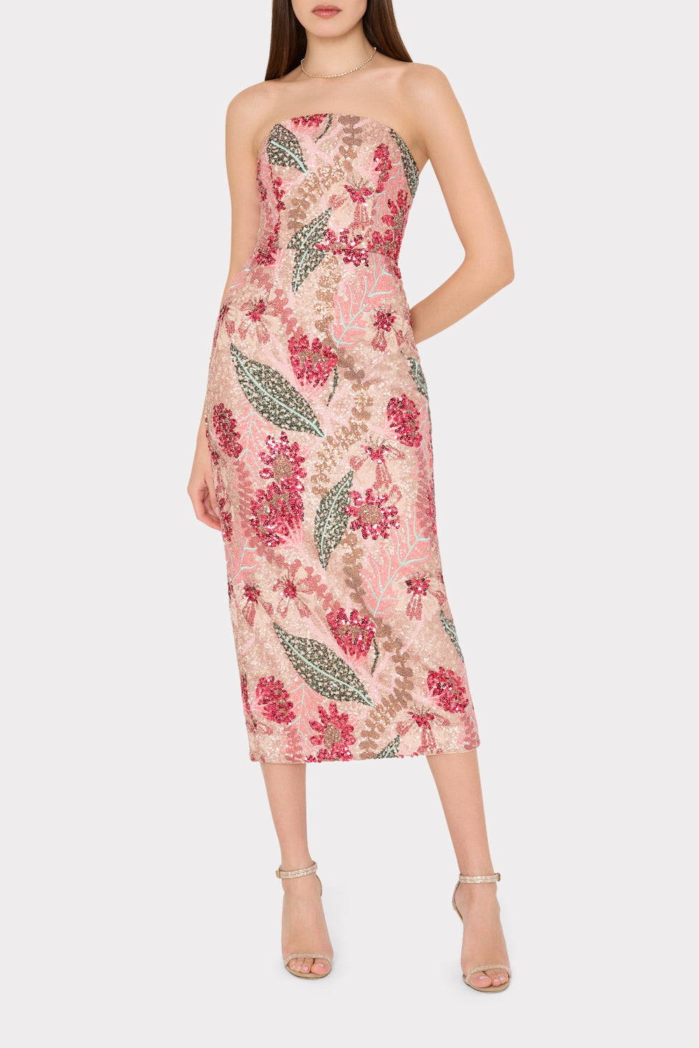 Esmeralda Sequins Strapless Dress Multi | Milly Women
