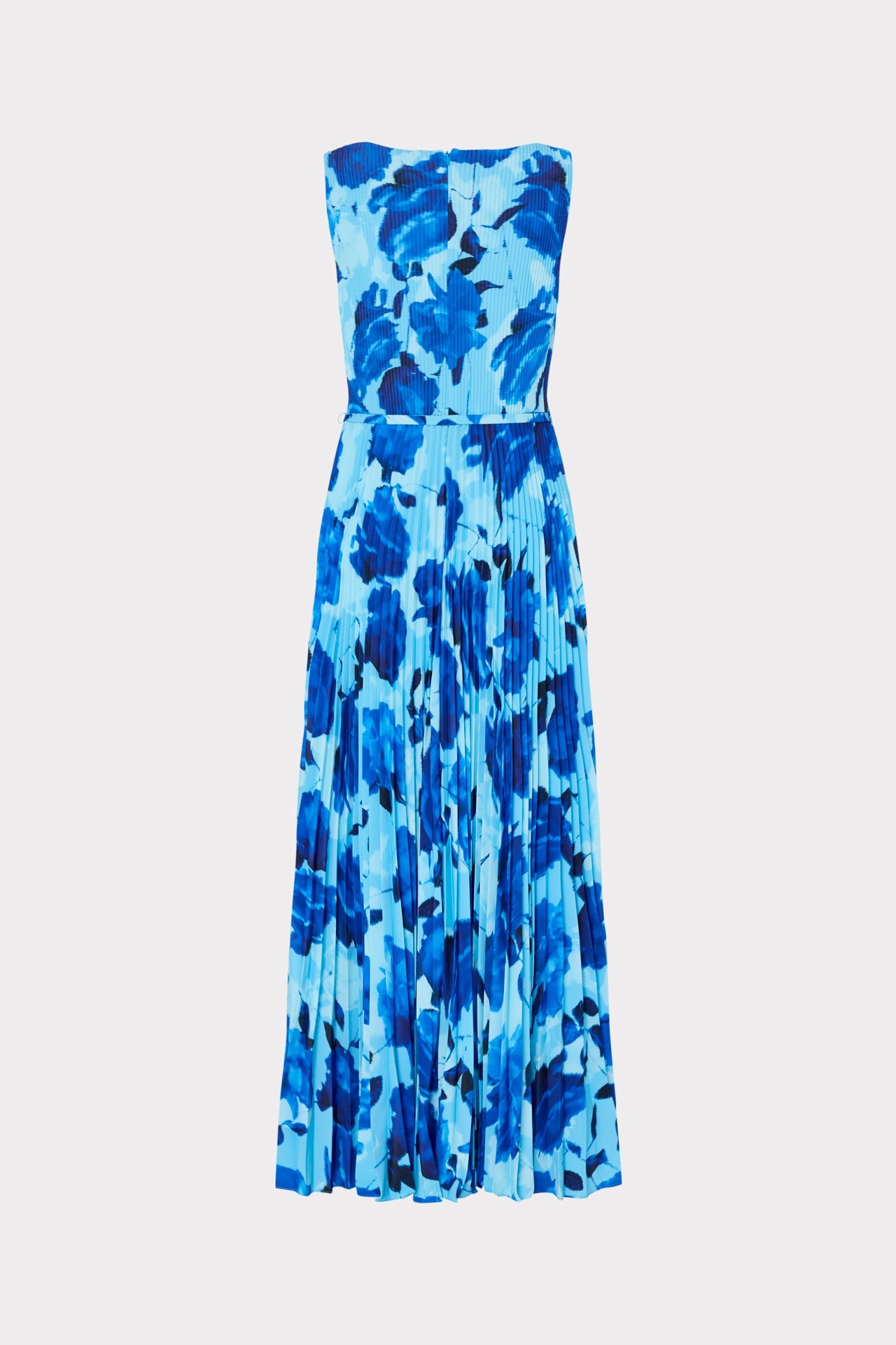 Jasmine Blurred Blossom Pleated Maxi Dress Blue Multi | Milly Women
