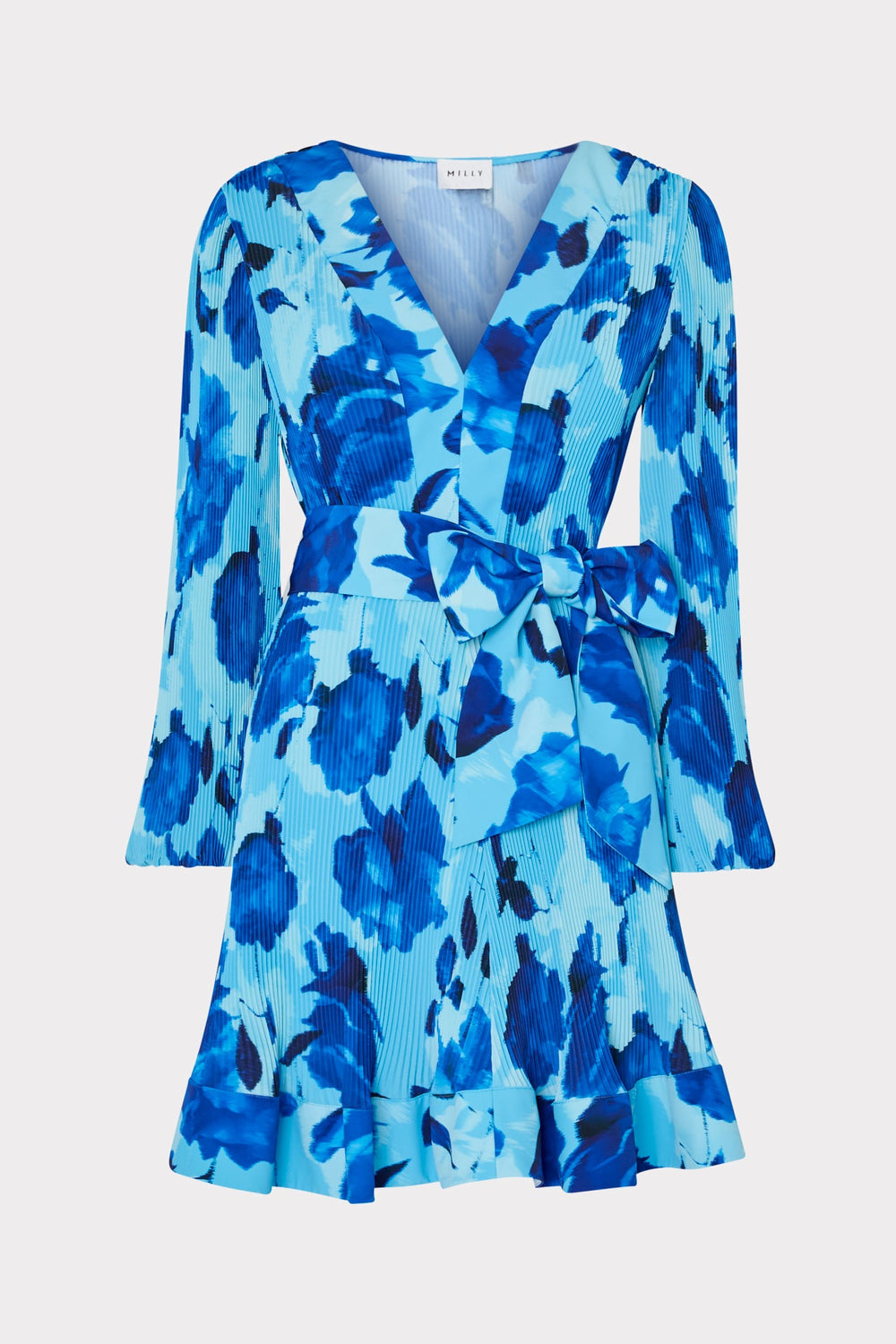 Liv Blurred Blossom Pleated Dress Blue Multi | Milly Women