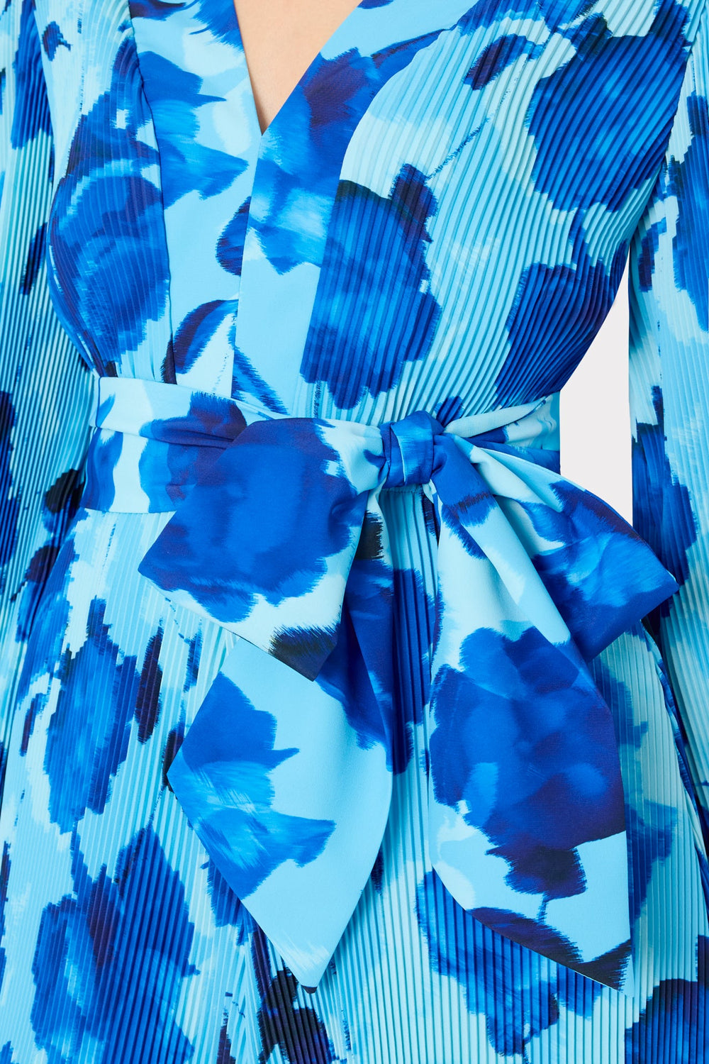 Liv Blurred Blossom Pleated Dress Blue Multi | Milly Women