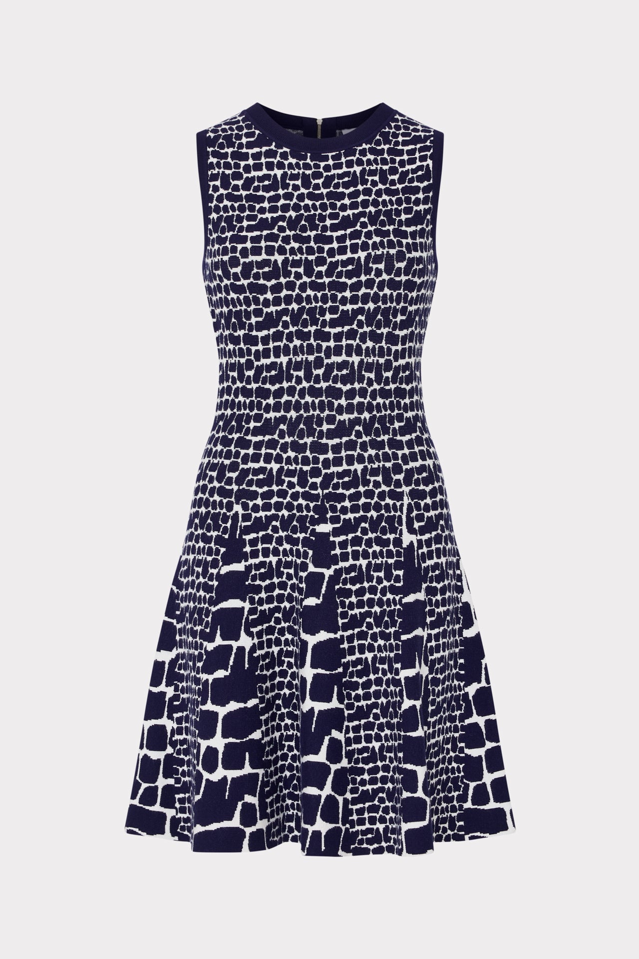 Tile Wave Jacquard Knit Mini Dress Navy/Ecru | Milly Women
